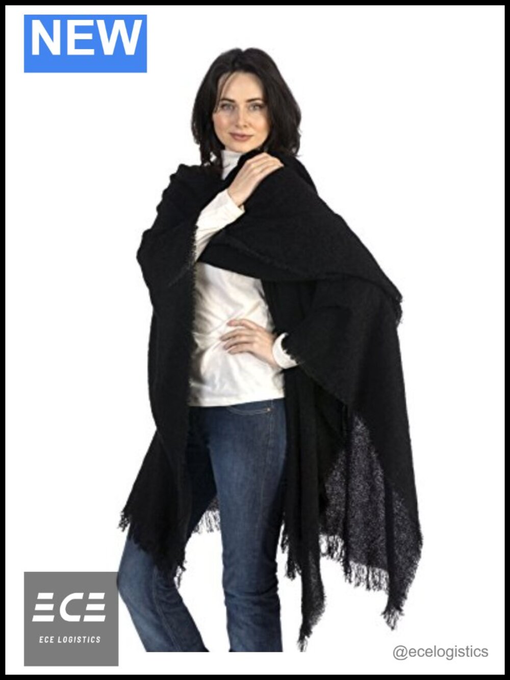 Irish Wool Lambswool Celtic Ruana Long Shawl Wrap One Size
